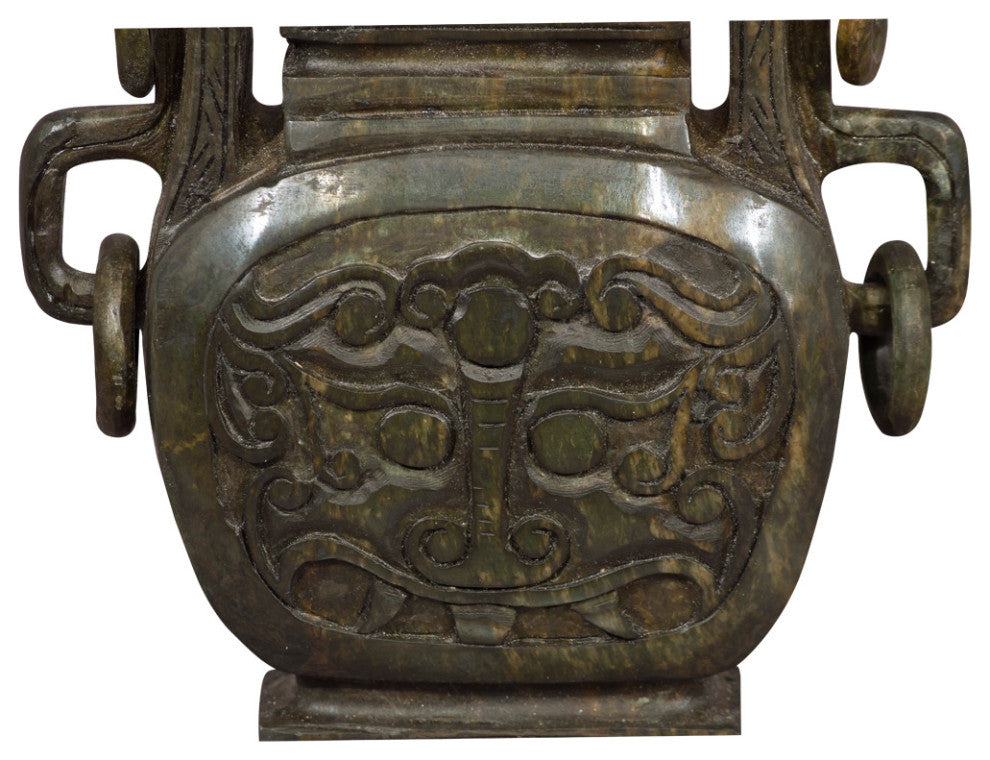 Hand Carved Imperial Style Chinese Jade Urn with Removable Lid