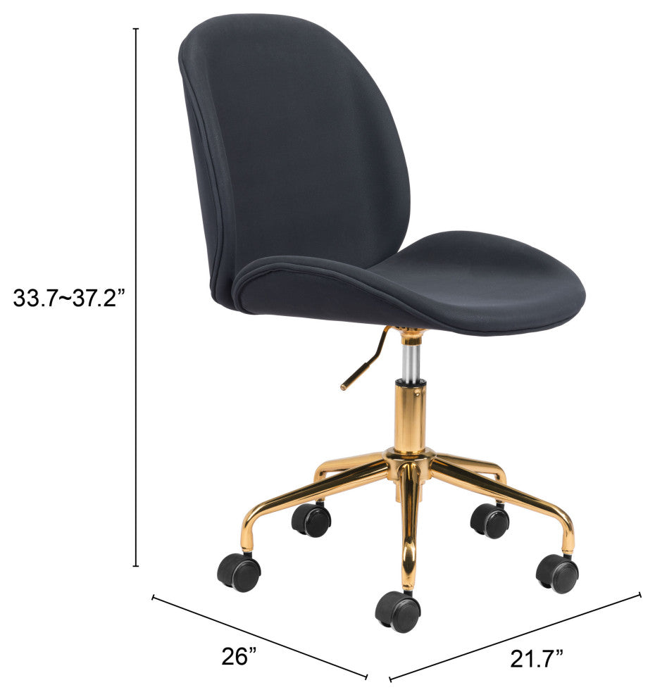 Computer Work Chair, Steel Metal, Fabric, Black, Gold, Home Business Office