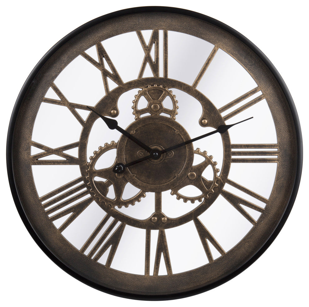 Kiera Grace Round Antique Tomos Decorative Plastic Wall Clock, 18x18"es, B