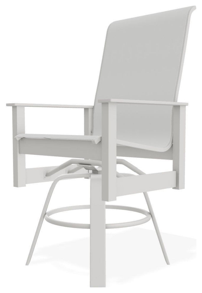 Leeward Sling Balcony Height Outdoor Swivel Armchair, White/Snow