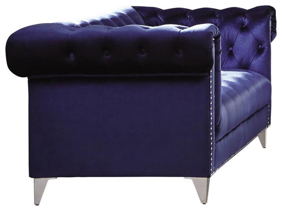 Bleker Tufted Tuxedo Arm Loveseat Blue
