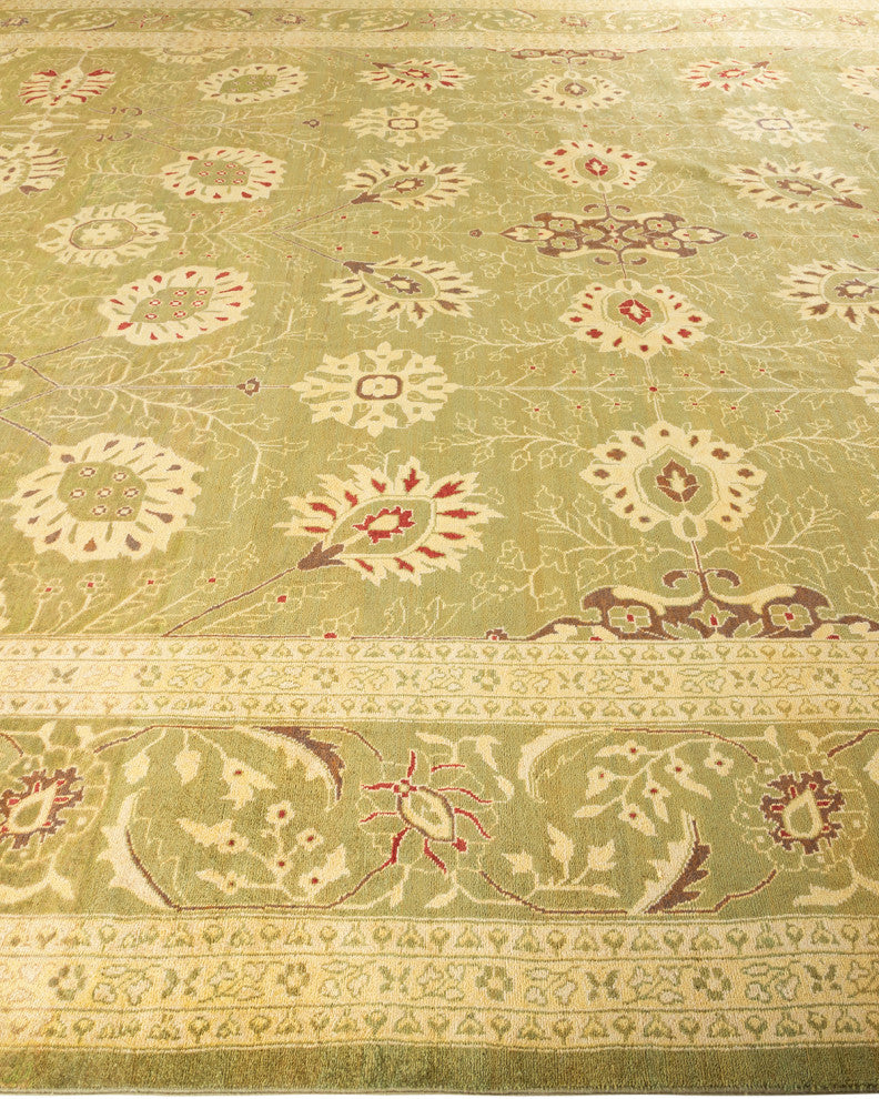 Eclectic, One-of-a-Kind Hand-Knotted Area Rug Green, 11' 10" x 14' 10"
