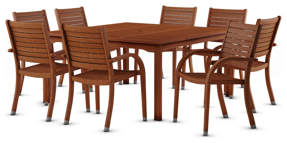 Amazonia Arizona 9-Piece Square Patio Dining Set | Eucalyptus Wood