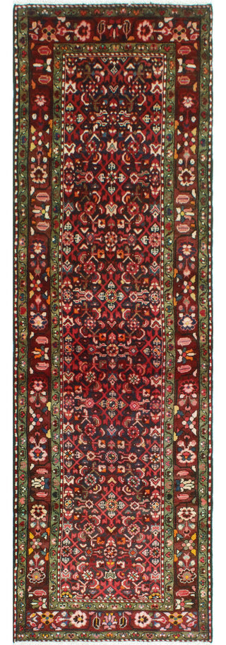 Fine Vintage Distressed Bennet Charcoal/Burgundy Runner, 3'2 x 9'6