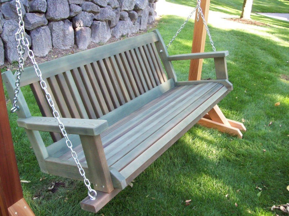 Cabbage Hill Porch Swing, Cedar Tone, Green Wash, 5'