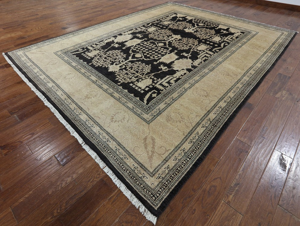 9'x12' Brown Chobi Peshawar Oriental Hand Knotted Wool Rug, W2525