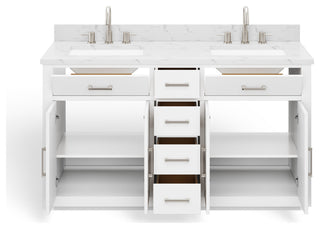 The Wyatt Bathroom Vanity, White, 60", Double Sink, Freestanding