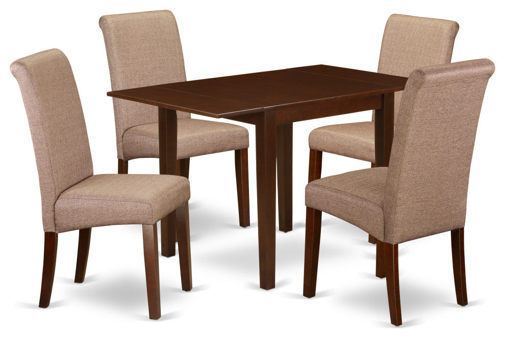 Dining Set 5 Pc, 4 Chairs, Dining Table, Mahogany Finish Solid Wood, Brown Color