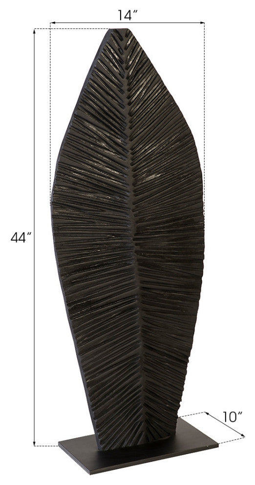 Carved Leaf on Stand, Burnt, Small