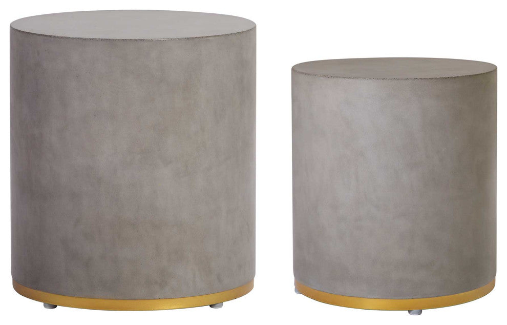 Linea Ring Accent Table Set, Gray and Gold, Slate Gray/Gold Ring