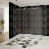 Shower Enclosures With 2 Panels, Frameless, 12mm Clear Tempered Glass, ULTRA-D, Brushed Nickel, 68-72"x79"x36"