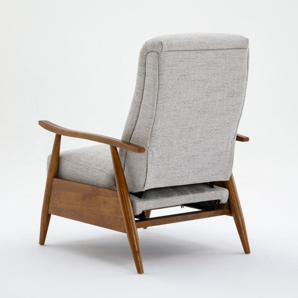 Terni Wood Arm Push Back Recliner, Performance Fabric, Sea Oat