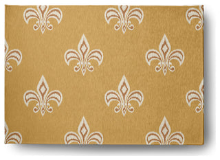 Fleur de Lis  Design Chenille Area Rug, Yellow, 5'x7'