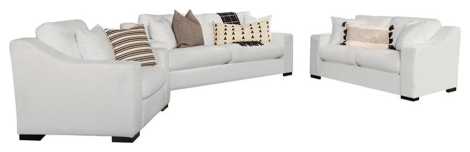 Coaster Ashlyn 3-piece Fabric Upholstered Sloped Arms Living Room Set in White