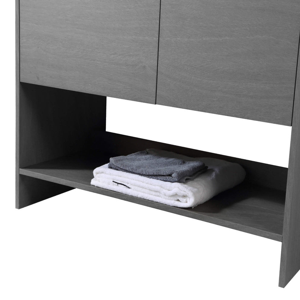 Phoenix Bath Vanity With Ceramic Sink - Full Assembly Required, Classic Grey, 36 Inch
