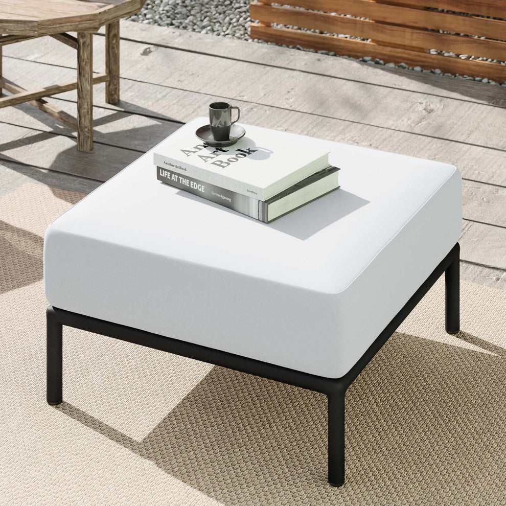 Hanalei Outdoor Patio Ottoman, Ivory White