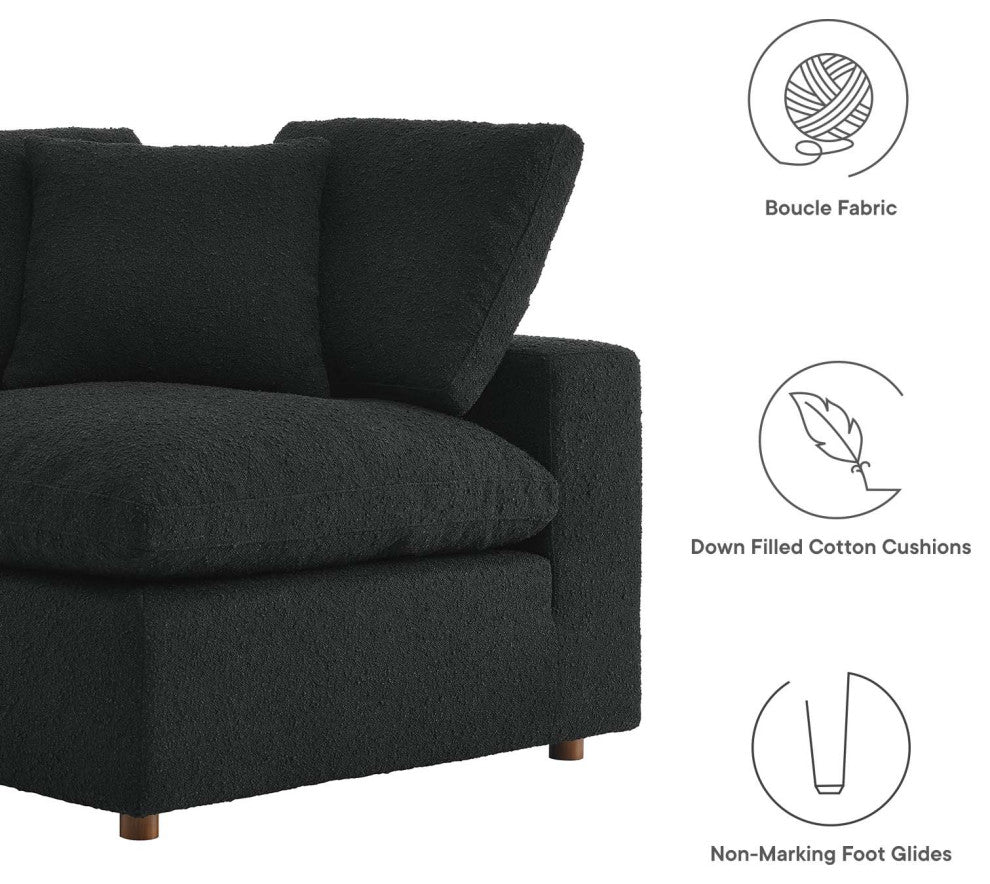 Commix Down Filled Overstuffed Boucle Fabric Corner Chair, Black