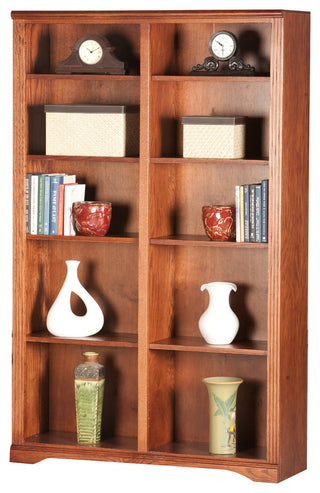 Oak Ridge 72" Tall, Double Wide Bookcase, Smokey Blue Oak