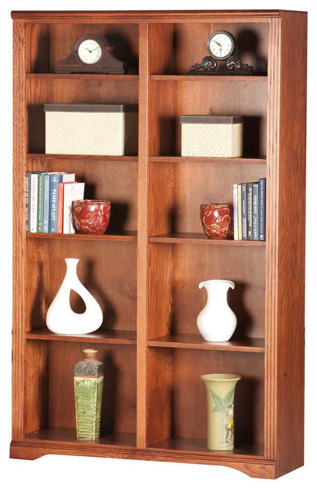 Oak Ridge 72" Tall, Double Wide Bookcase, Smokey Blue Oak