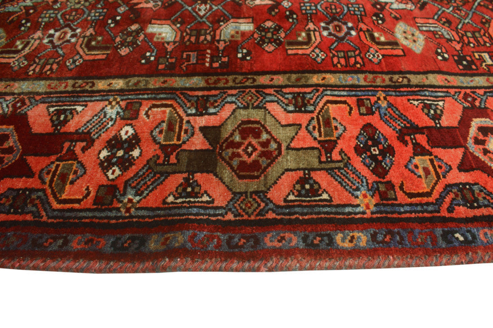 Fine Vintage Distressed Collyer Burgundy/Rose Runner, 4'1x10'1