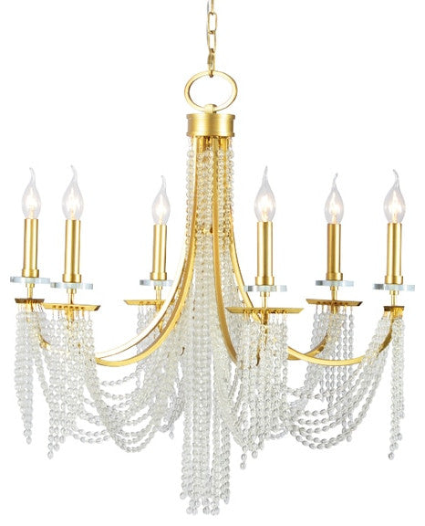 Creative Contemporary LED Crystal Chandelier With Beads, 6 Lights