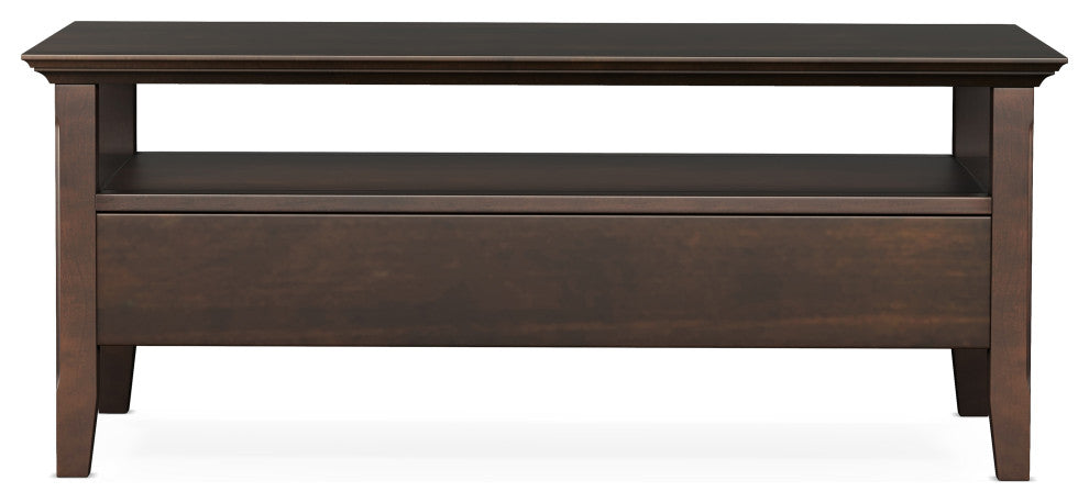 Acadian Solid Wood Coffee Table With Drawer, Brunette Brown