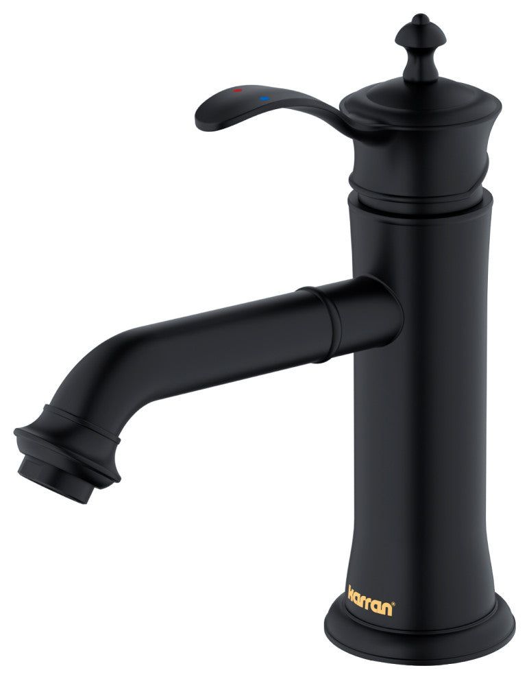 Karran 1-Handle 1-Hole Bathroom Faucet With Pop-up Drain, Matte Black