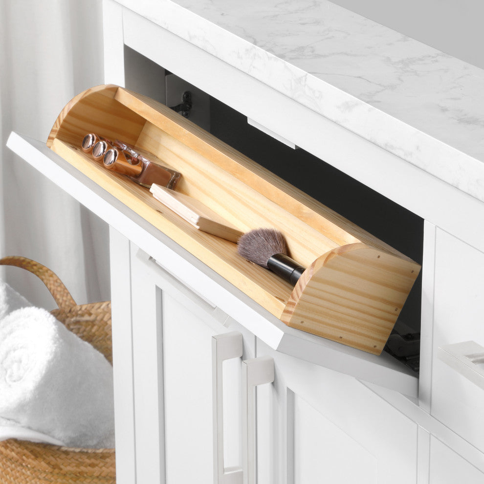 OVE Decors Athea 36" Vanity, Black Hardware, Power Bar, White