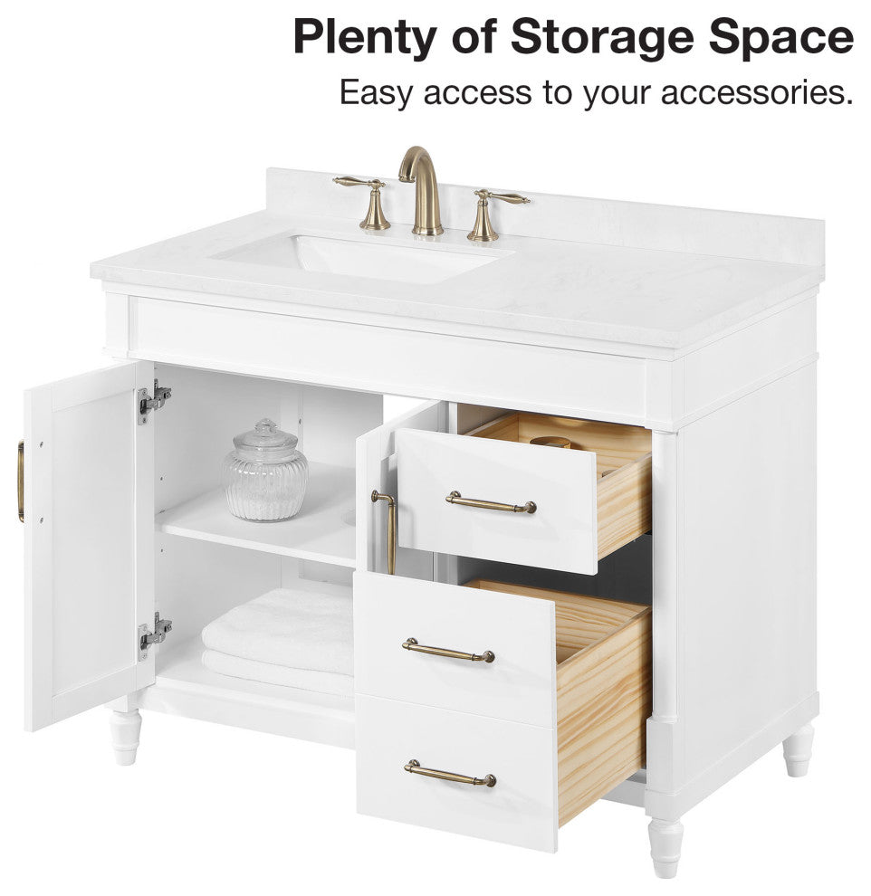 OVE Decors Salisbury Bathroom Vanity, White, 42 in