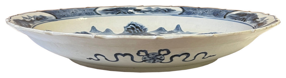 Chinese Blue & White Porcelain Scenery Theme Display Charger Plate Hws3096