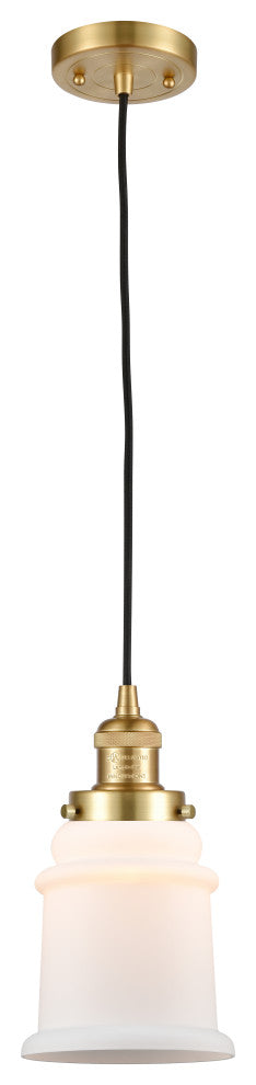 Canton 1 Light Mini Pendant, Satin Gold, Matte White