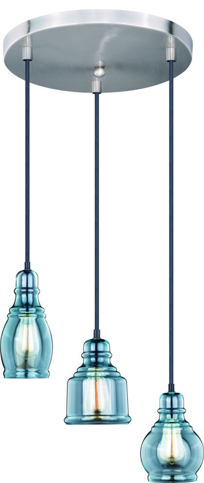 Millie 3-Light Assorted Mini Pendants with 12" Canopy Satin Nickel