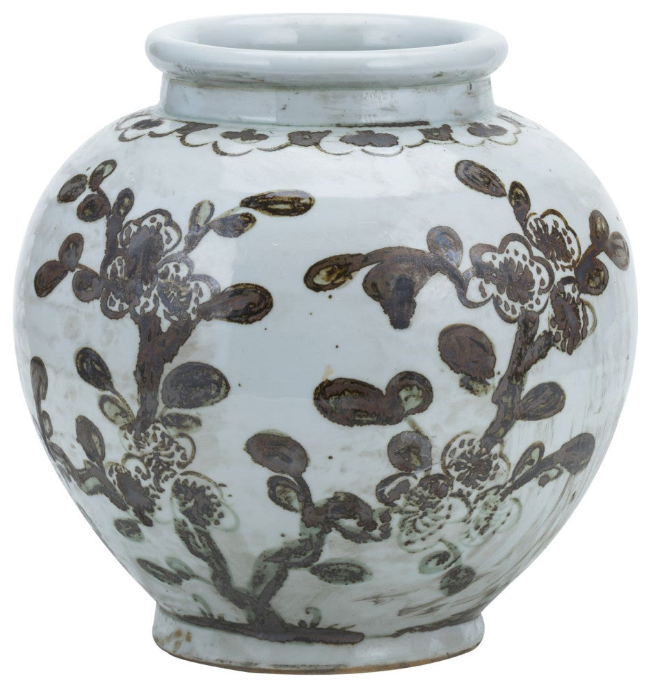 Rusty Brown Small Jar Plum Blossom