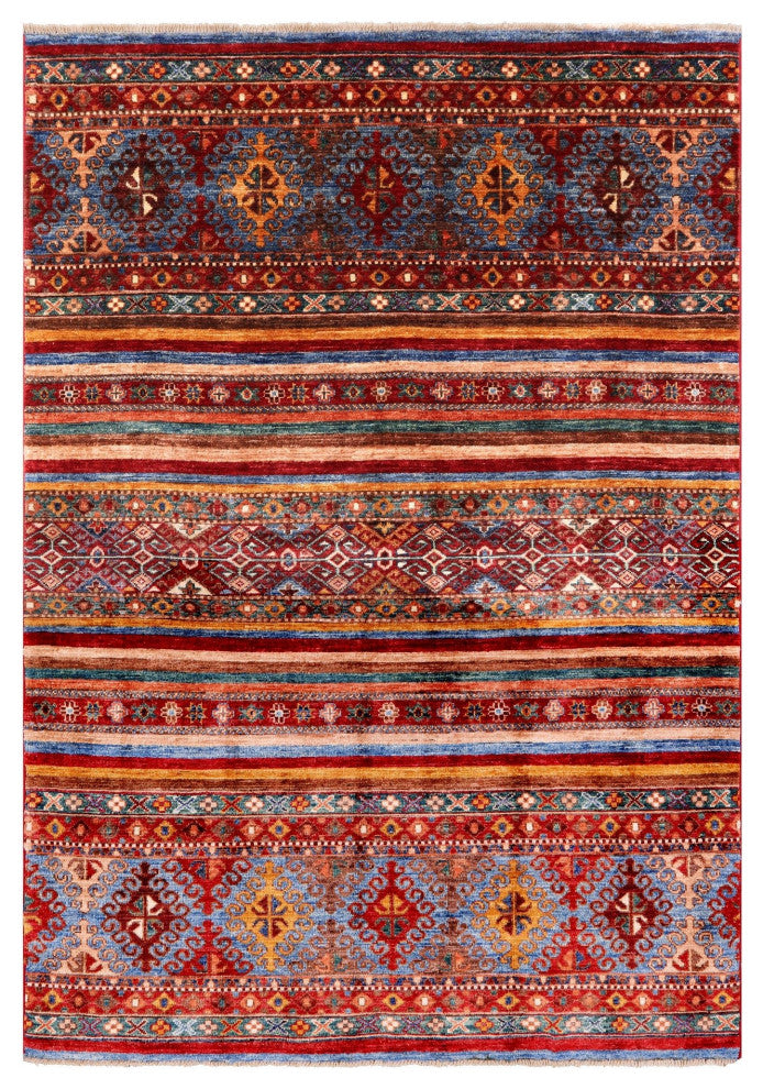 4' 0" X 5' 11" Super Kazak Khorjin Hand Knotted Rug Q5469