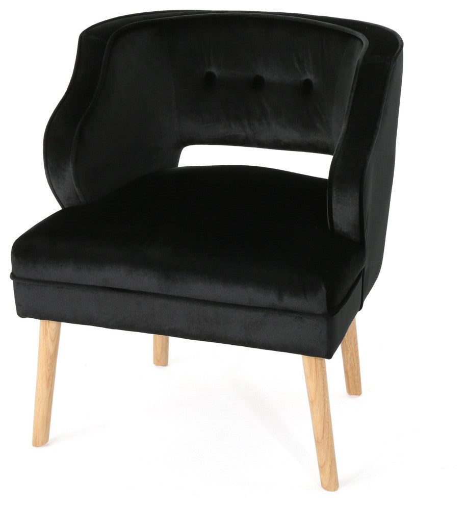 GDF Studio Michaela Mid Century Velvet Accent Chair, Black