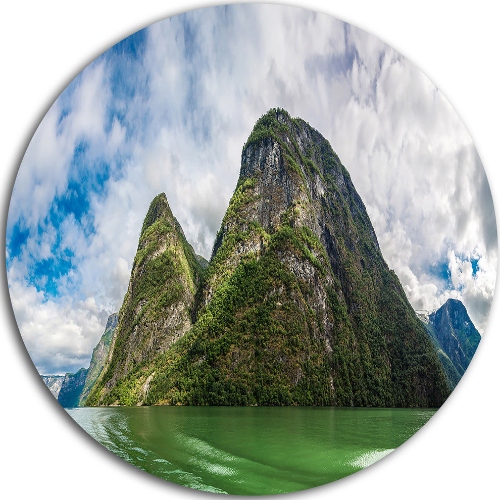 View To Sognafjord In Norway, Landscape Photo Disc Metal Wall Art, 23"