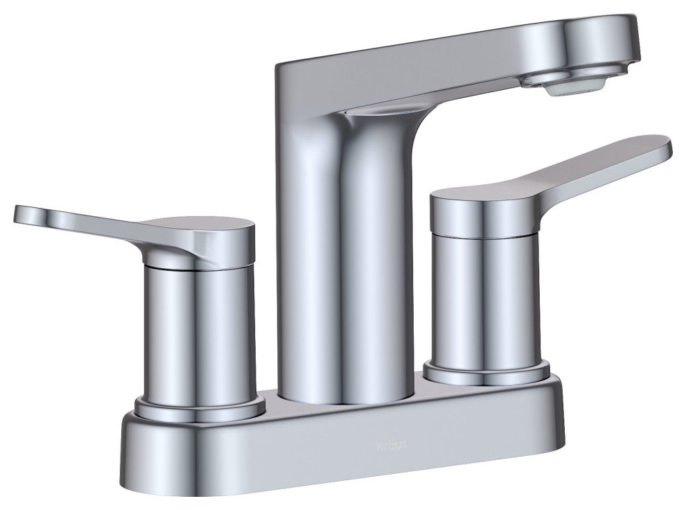 KRAUS Indy 2-Handle 3-Hole Centerset Bathroom Faucet Chrome, Pop Up Drain