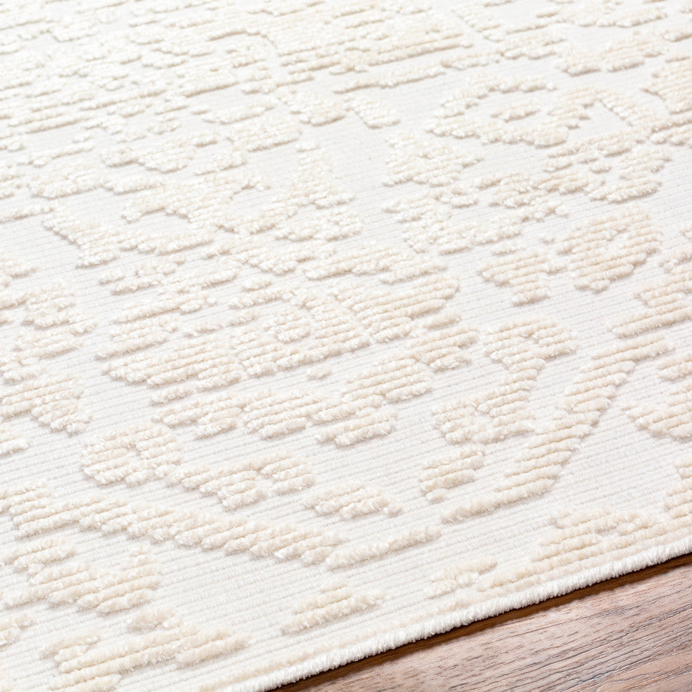 Lyna LYA-2318 Cream Machine Woven 7'10" x 10'1" Rug