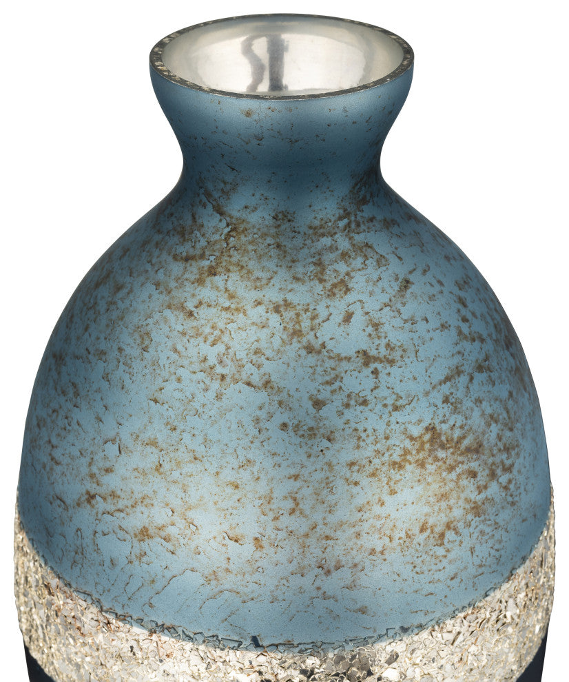 Glass, 18" Tri-Colored Glittered Vase, Multi