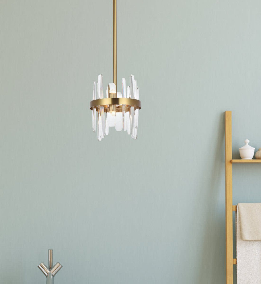 Elegant Lighting 2200D10 Serena 6 Light 10"W Crystal Mini Pendant - Black