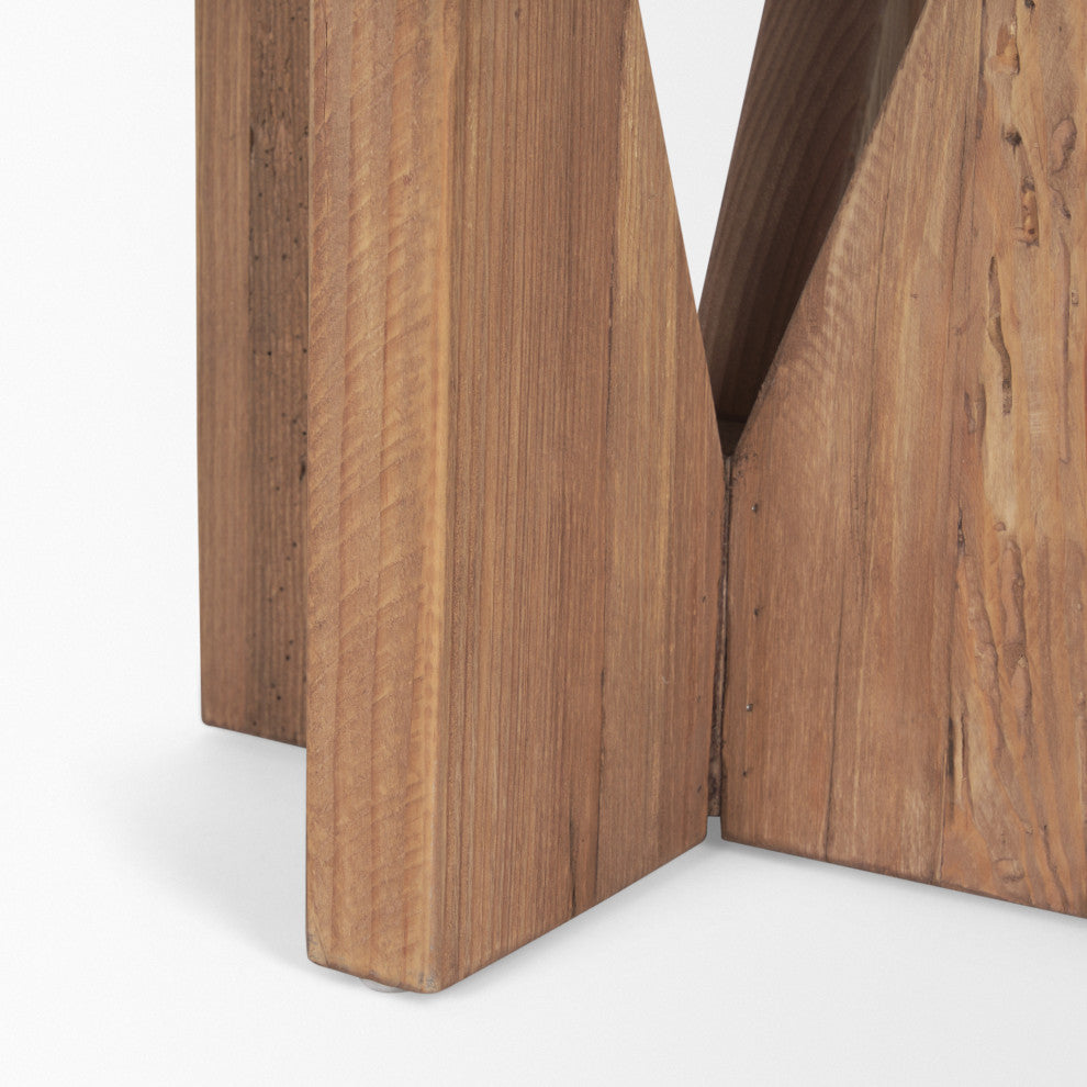 Tahlia Round Natural Brown Wood With Angled Legs Stool