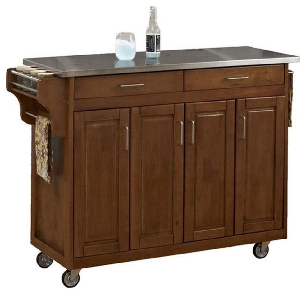 Homestyles Create-a-Cart Wood Rolling Kitchen Cart in Brown