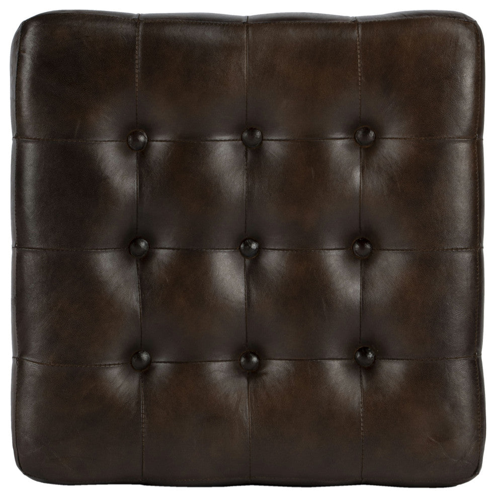 Butler Specialty Company, Leon Button Tufted Leather Ottoman, Brown