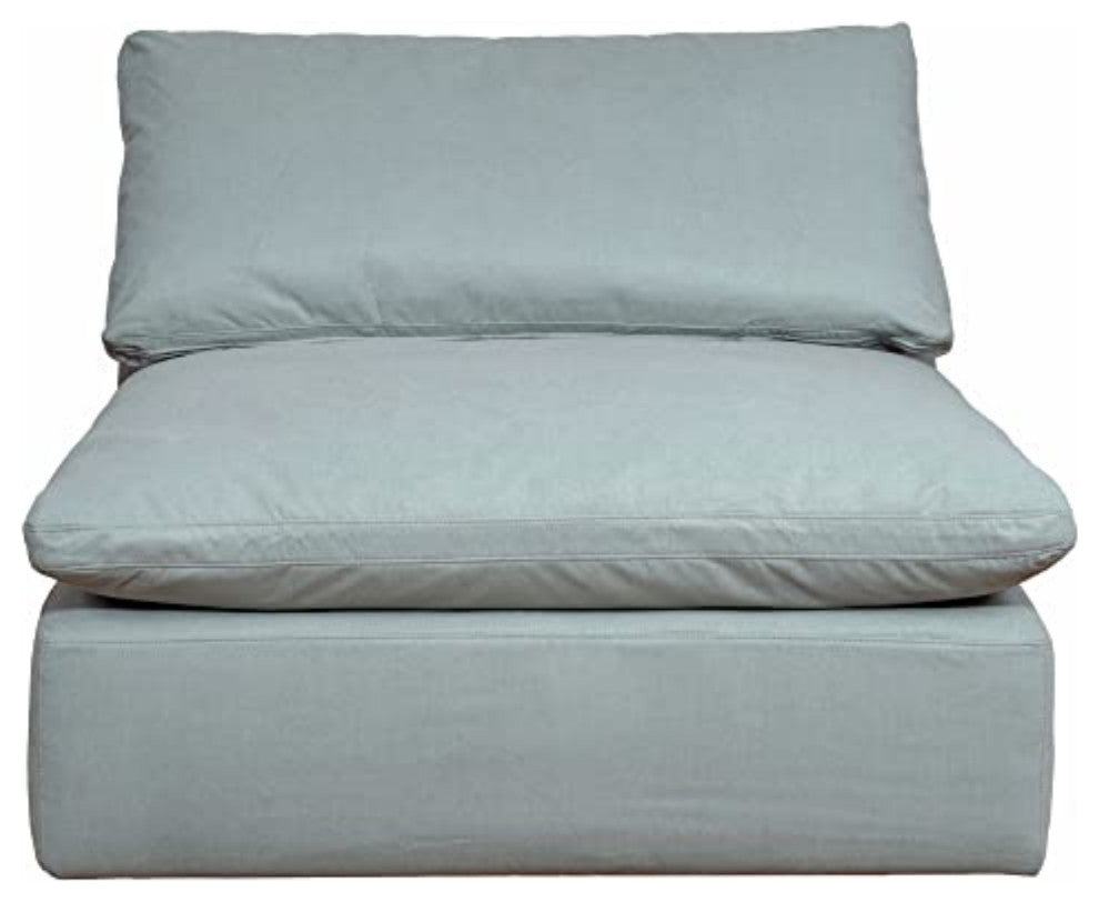 44" Square Slip-Covered Armless Chair Modular Sofa Sectional, Ocean Blue