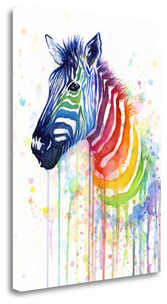"Rainbow Zebra" By Olga Shvartsur, Giclee Print on Gallery Wrap Canvas