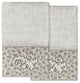 Linum Home Turkish Cotton April 2-Piece Embellished Hand Towel Set, Light Gray
