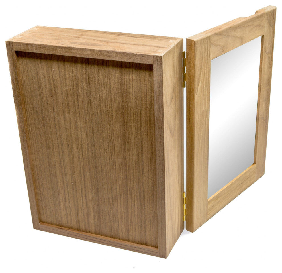 Traditional Solid Teak Hanging Mirrored Medicine Cabinet