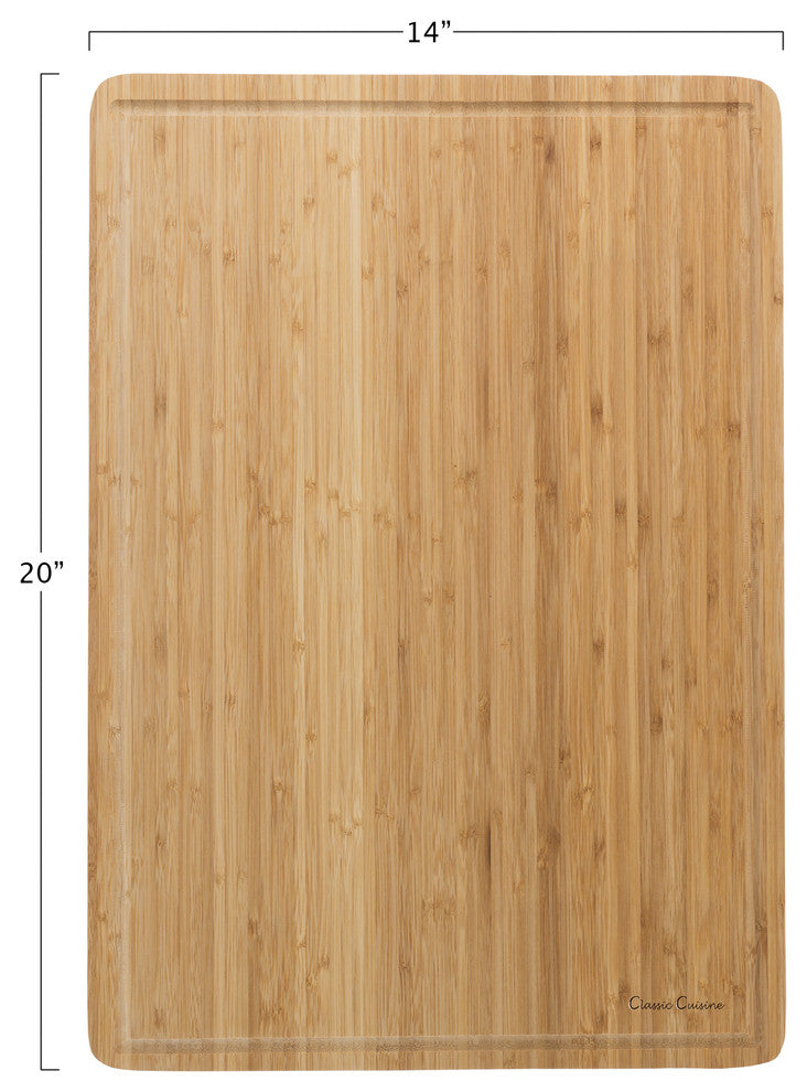 Large Bamboo Cutting Board, Antibacterial, Juice Groove by Classic Cuisine