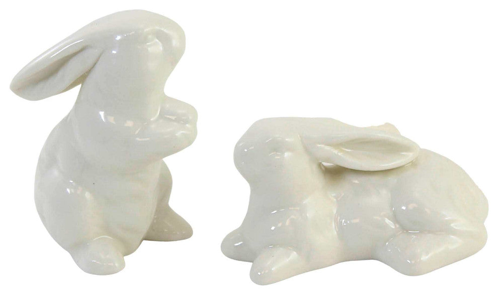 Easter White Bunnies Set/6 Porcelain Hippity Hop Adorable 13872A