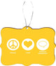 Peace Love Speech Therapist Yellow Color Masonite Flat Christmas Tree Ornament